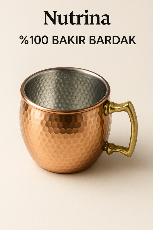 Nutrina %100 Bakır Kupa – Kalaylı İç Yüzey - 450ml hacim
