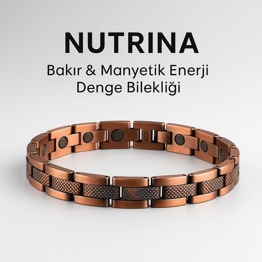 Nutrina Manyetik Enerji Bilekliği – Bakır & Çelik Alaşım Premium Tasarım